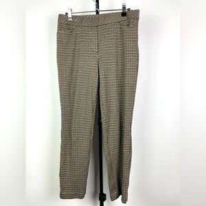 J. Jill Tan Black TanChecked Plaid Cropped Ponte Slim Pull On Elastic Waist Pant